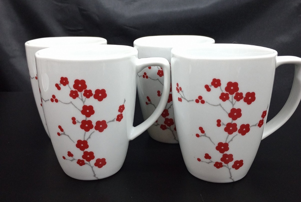 Lot of 4 Corelle Coordinates Hanami Garden Coffee Tea Mugs Cups 12 oz
